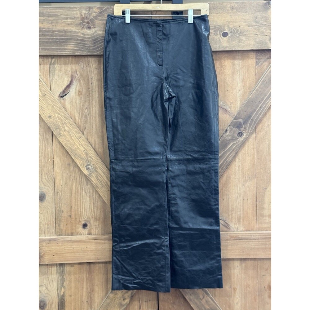 Sutton Studio Womens Black Genuine Leather Pants Slacks Trousers Size 10